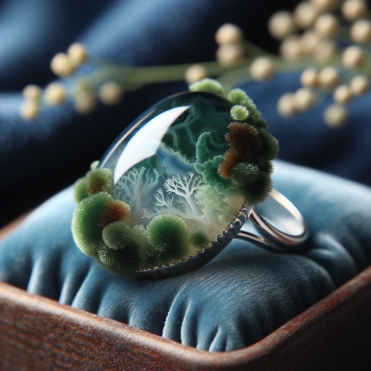 "Embrace Nature's Artistry: The Enchanting Allure of Moss Agate Rings"