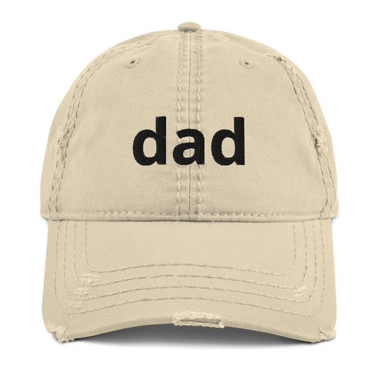 Classic dad hat in a neutral color featuring a bold 'Dad' embroidery on the front, offering a timeless and comfortable fit for everyday wear. Ideal for showing off proud dad status or as a thoughtful gift
